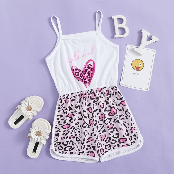 

Toddler Girls Heart And Slogan Graphic Cami Romper, Multicolor