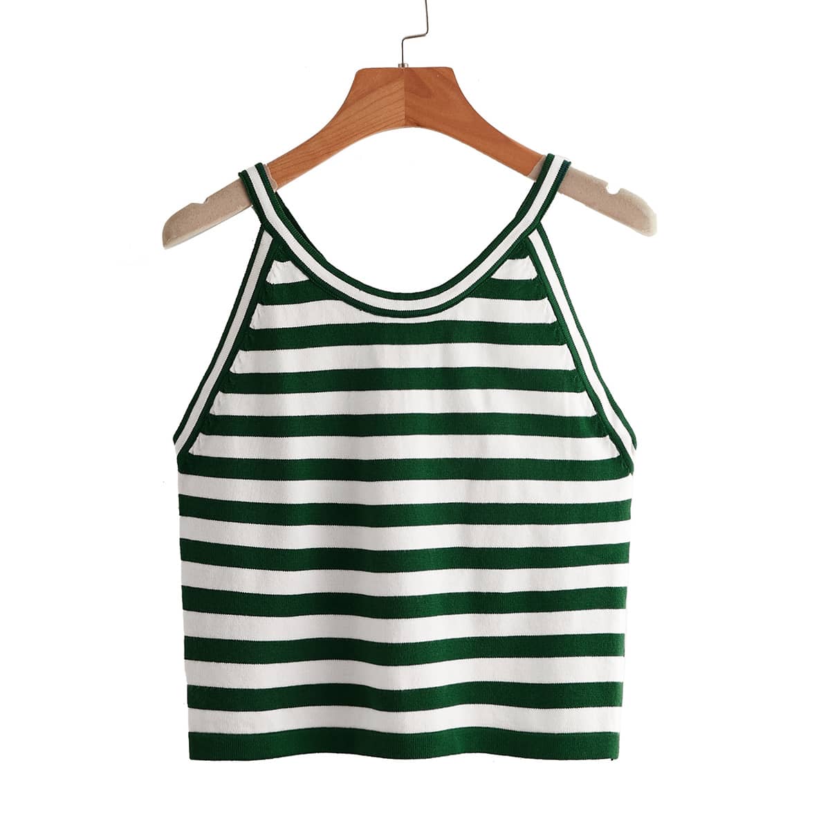 

Striped Pattern Knit Top, Army green