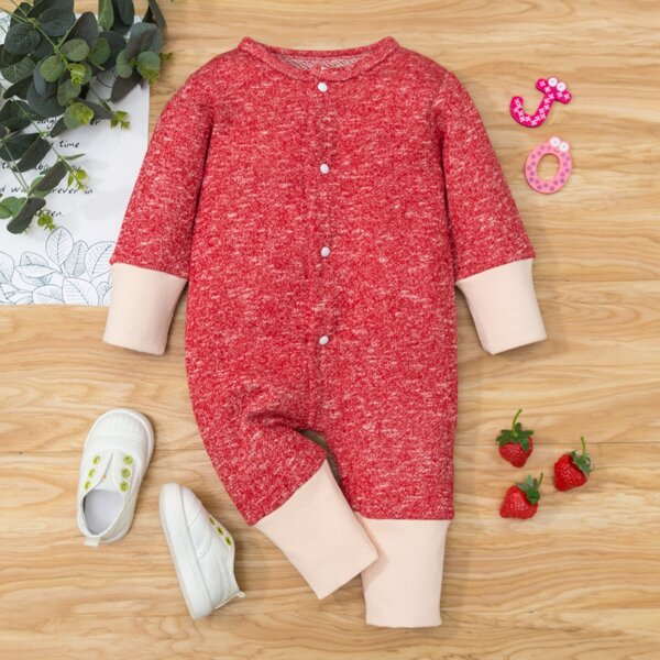 

Baby Unisex Space Dye Colorblock Jumpsuit, Red