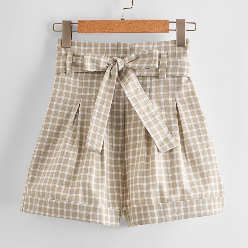 

Plaid Belted Shorts, Multicolor