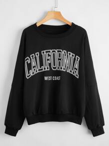 Sudadera con estampado de letra amarilla neón - Negro - Ver 1