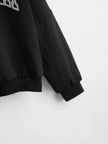 Sudadera con estampado de letra amarilla neón - Negro - Ver 3