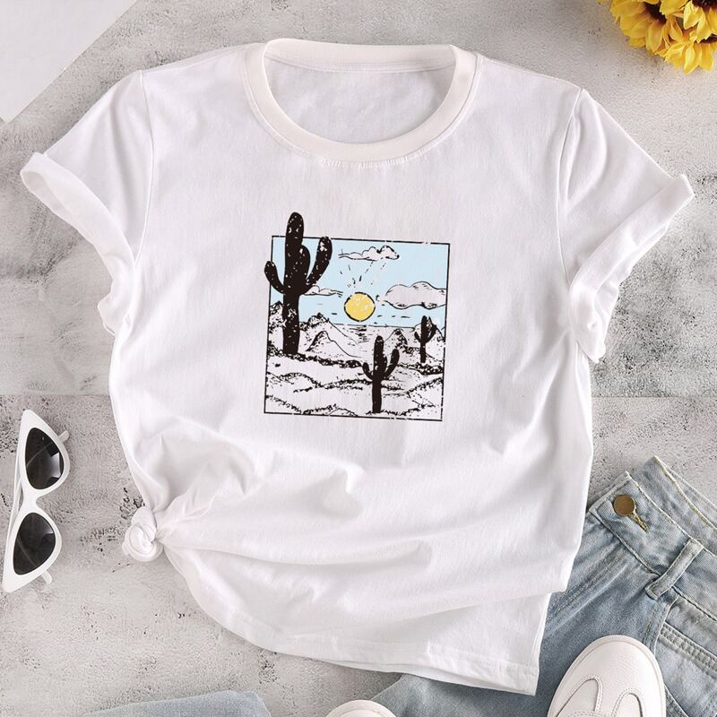 

Cactus Print Short Sleeve Tee, White