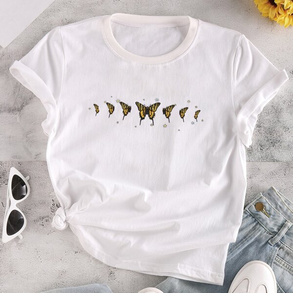 

Butterfly Print Tee, White