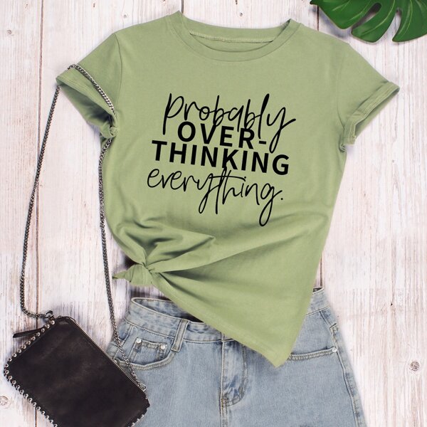 

Slogan Graphic Short Sleeve Tee, Army green