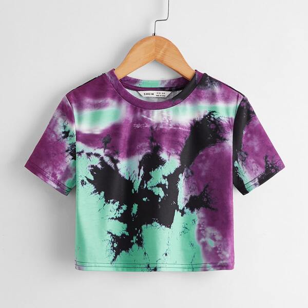 

Girls Tie Dye Crop Tee, Multicolor