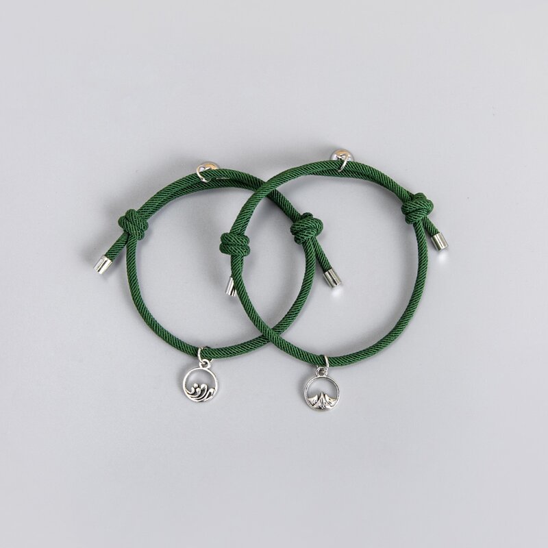 

2pcs Guys Wave Charm Bracelet, Green
