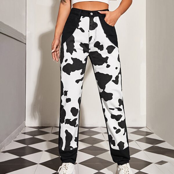

Cow Print Jeans, Black and white