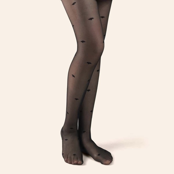 

1pair Graphic Tights, Black