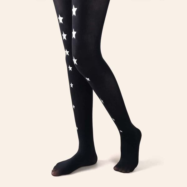 

Star Pattern Tights, Black