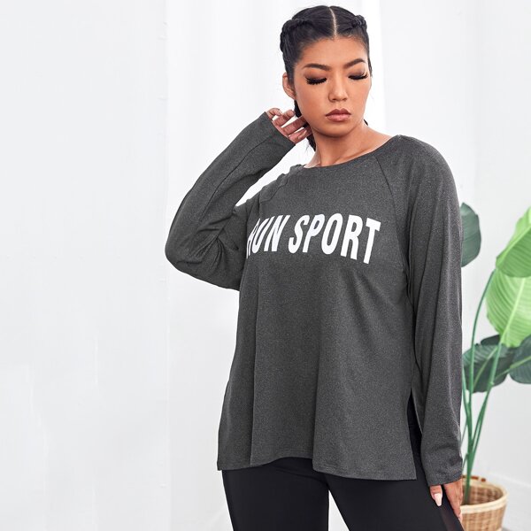 

Plus Letter Graphic Sports Tee, Dark grey