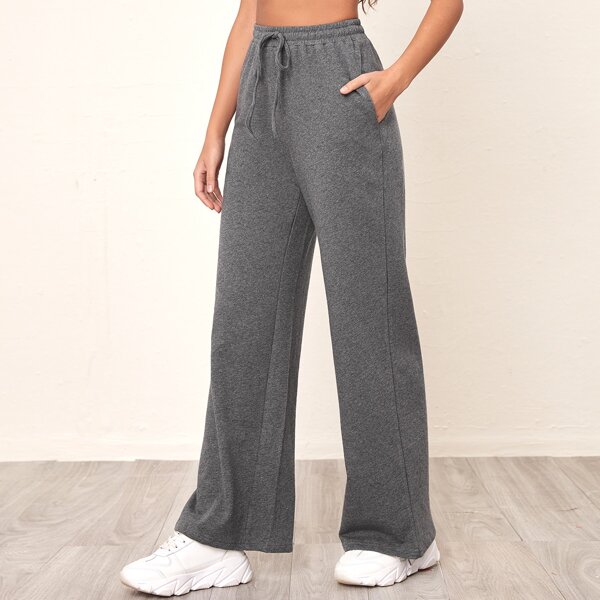 

Heathered Knit Drawstring Sweatpants, Dark grey