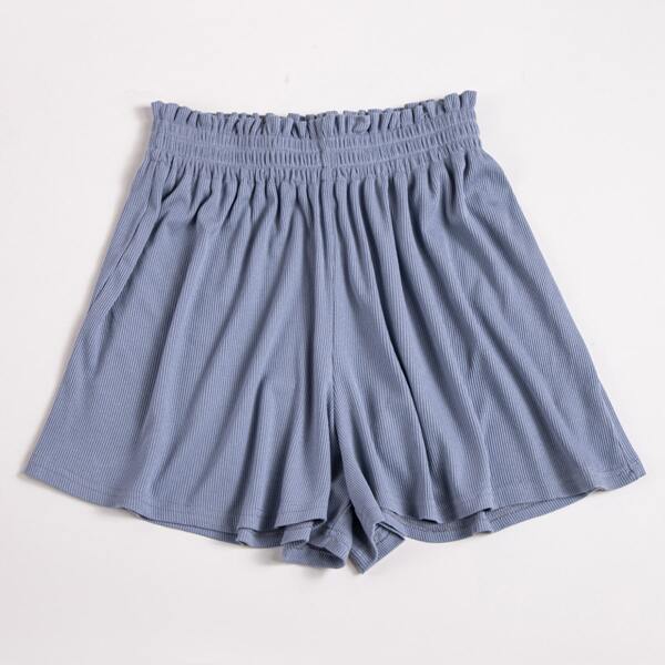 

Paperbag Waist Wide Leg Shorts, Dusty blue