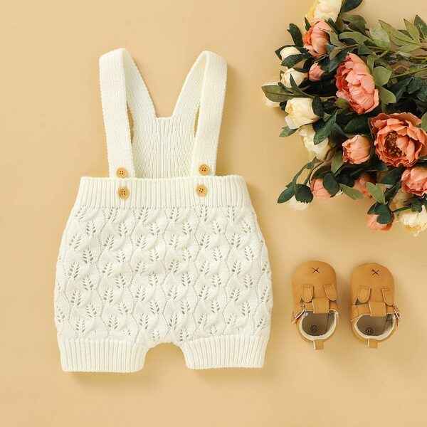 

Baby Boy Solid Cable Knit Overall Romper, Beige