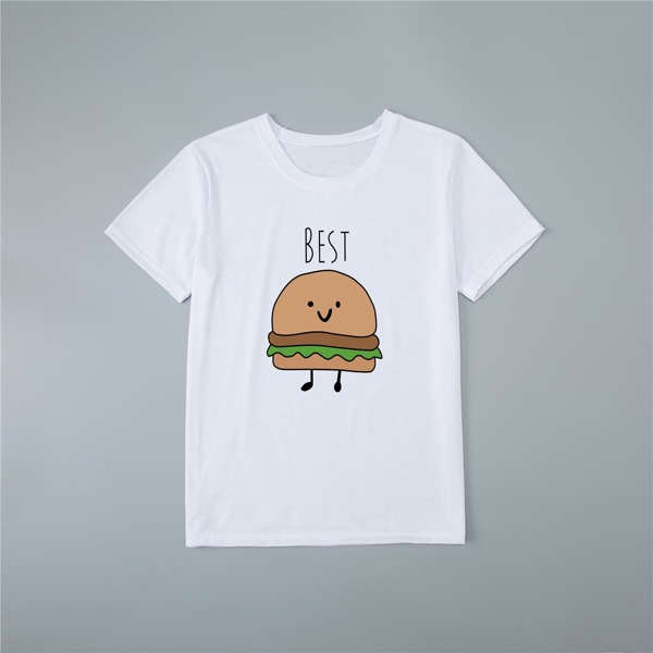 

Men Cartoon And Letter Graphic Tee, White
