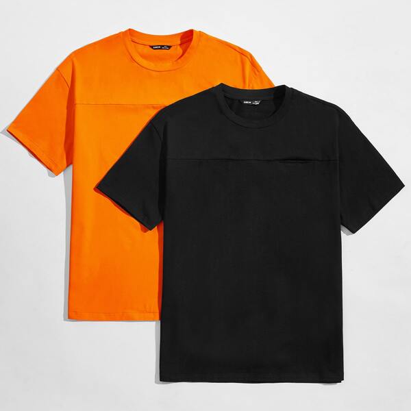 

Men 2 Pack Round Neck Solid Tee, Multicolor