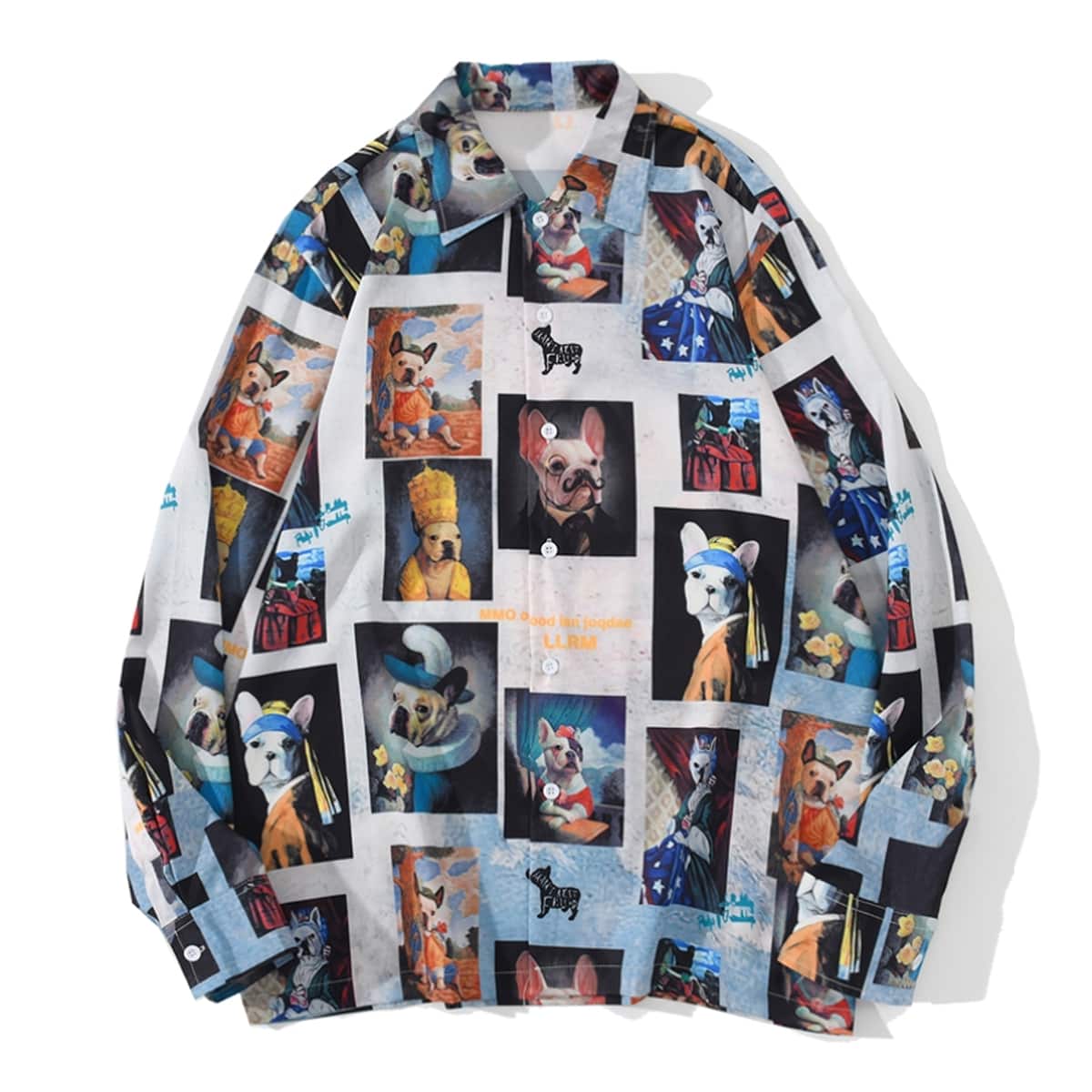 

Guys All Over Dog Print Button Front Shirt, Multicolor