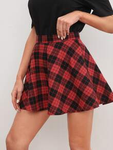 SHEIN Plaid Skater Skirt - Multicolor - View 3