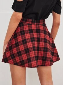SHEIN Plaid Skater Skirt - Multicolor - View 2