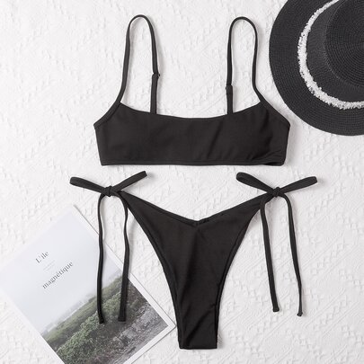 Rib Tie Side Bikini Swimsuit