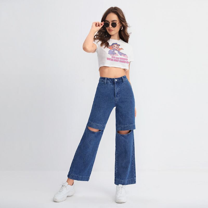 

Open Knee Jeans, Medium wash