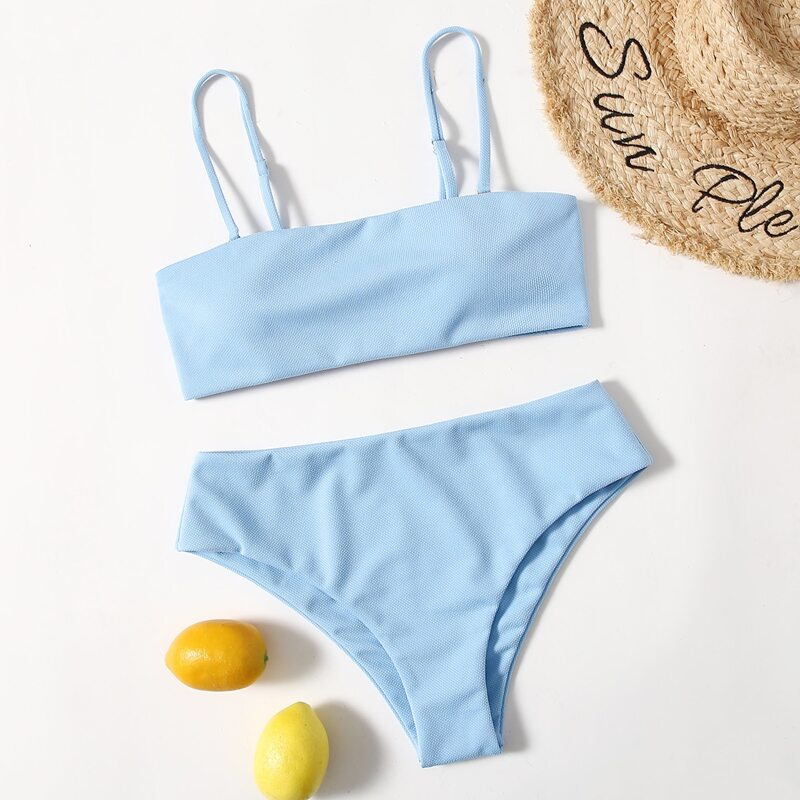 

Cami High Waist Bikini Swimsuit, Baby blue