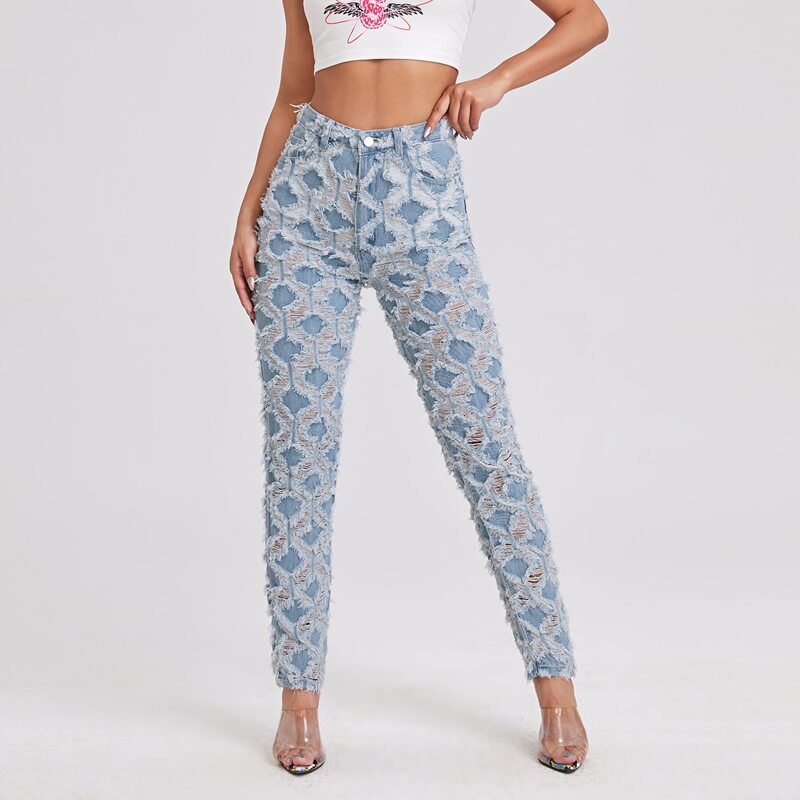 

Light Wash High Waist Frayed Trim Skinny Jeans