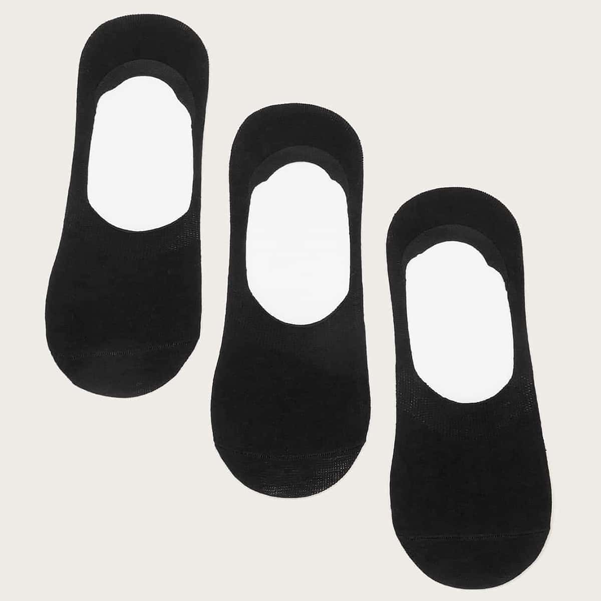 

Guys 3pairs Solid Invisible Socks, Black