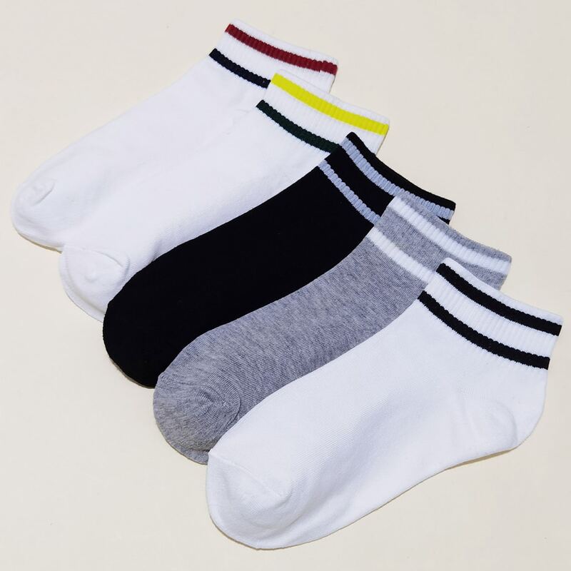 

5pairs Striped Ankle Socks, Multicolor