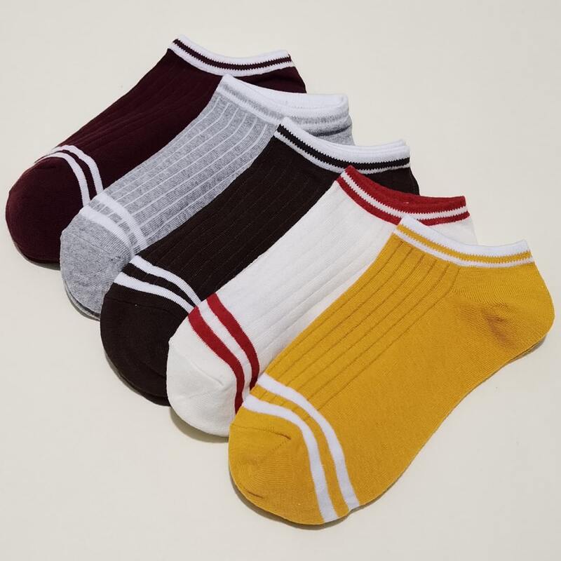 

5pairs Striped Ankle Socks, Multicolor