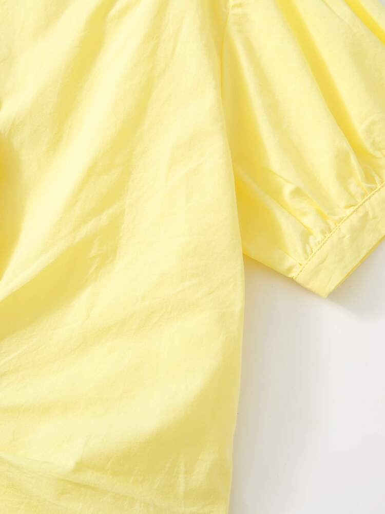 Girls V-neck Twist Front Blouse - Yellow - View 3