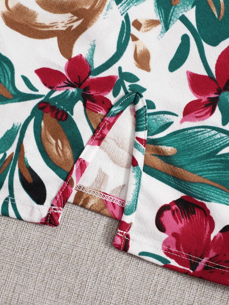 SHEIN Clasi Plus Off Shoulder Floral Dress - Multicolor - View 3