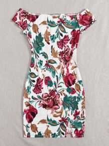SHEIN Clasi Vestido floral de hombros descubiertos - Multicolor - Ver 5