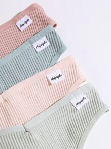 4 paquetes Conjunto de bragas sexis de canalé - Multicolor - Ver 4