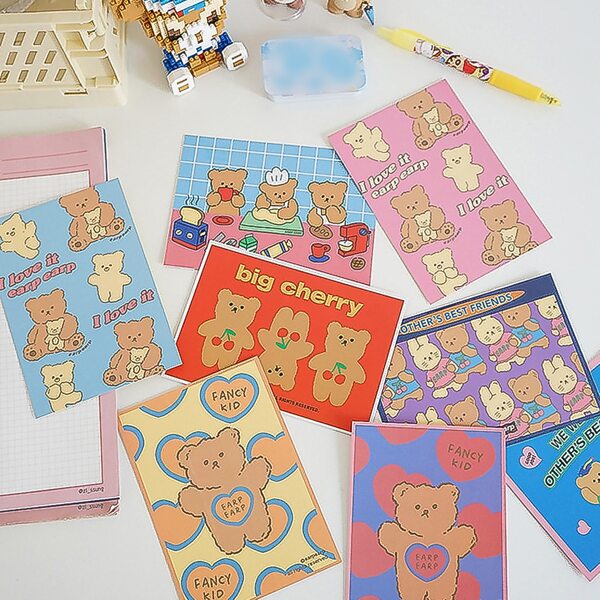 

4pcs Cartoon Bear Pattern Random Postcard, Multicolor