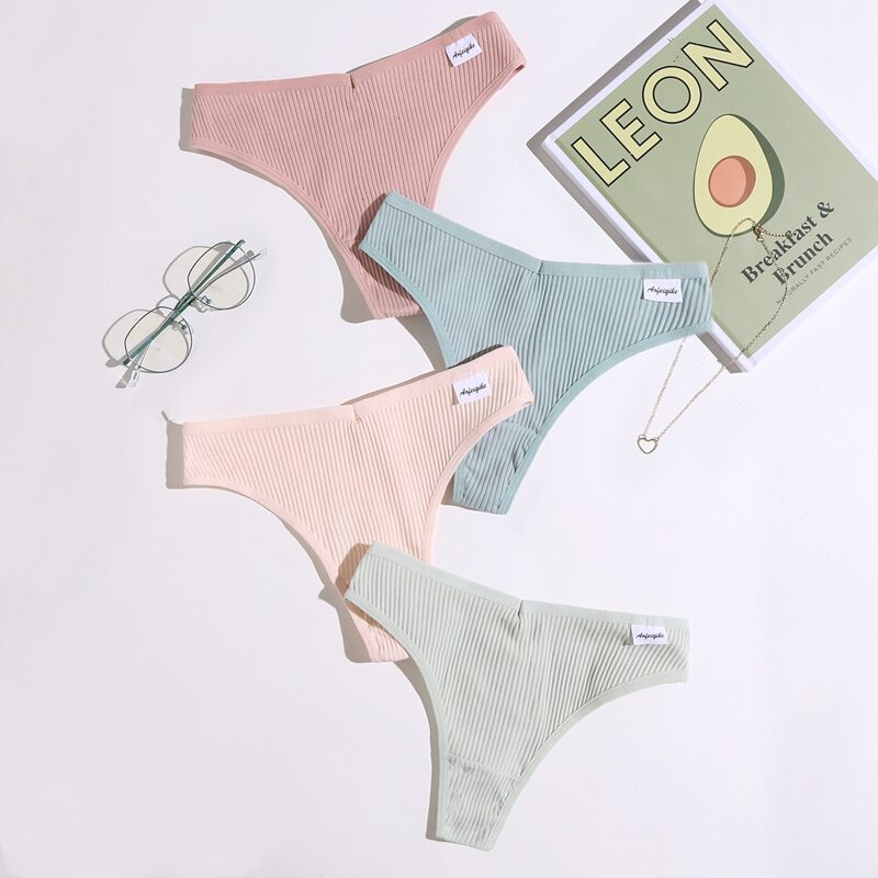 

4pack Rib Panty Set, Multicolor
