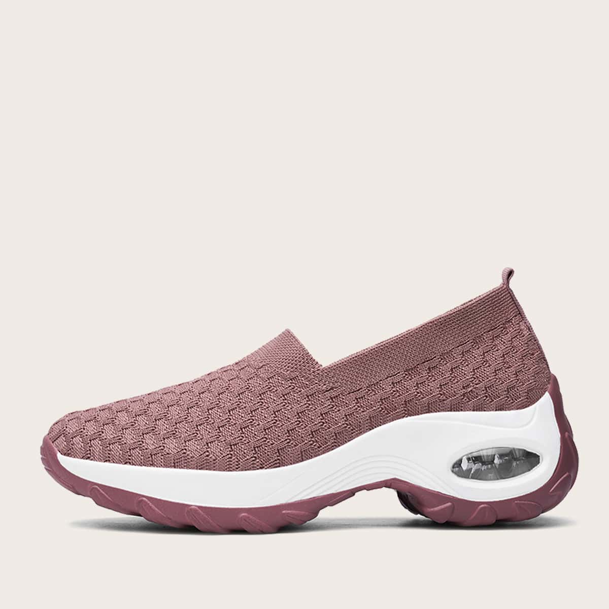 

Minimalist Knit Slip On Chunky Sneakers, Pink
