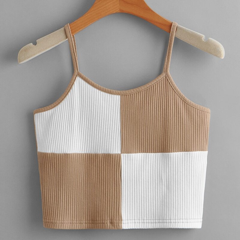 

Colorblock Ribbed Crop Cami, Multicolor