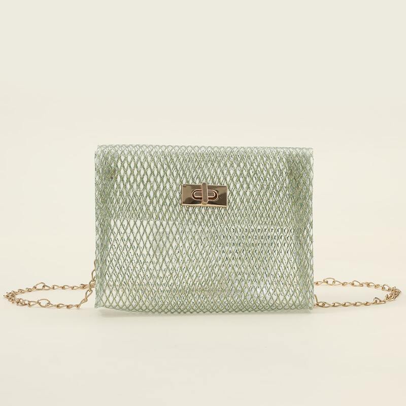 

Argyle Clear Crossbody Bag, Pastel mint green