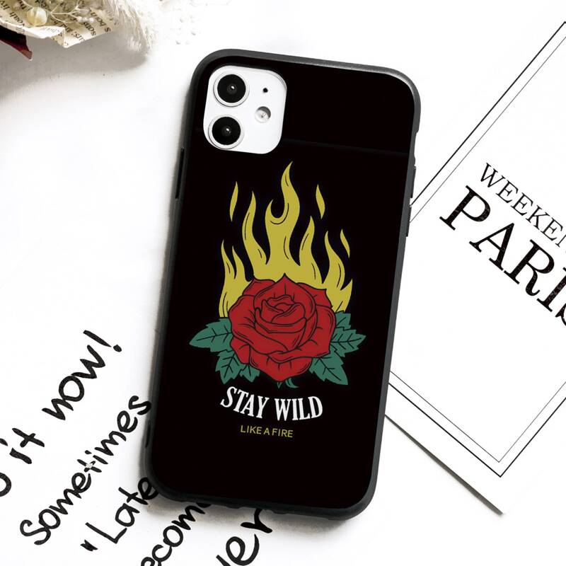 

Rose & Flame iPhone Case, Black
