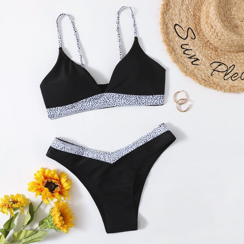 

Dalmatian High Leg Bikini Swimsuit, Black