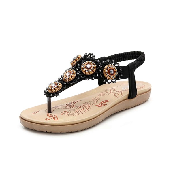 

Rhinestone Decor Slingback Thong Sandals, Black