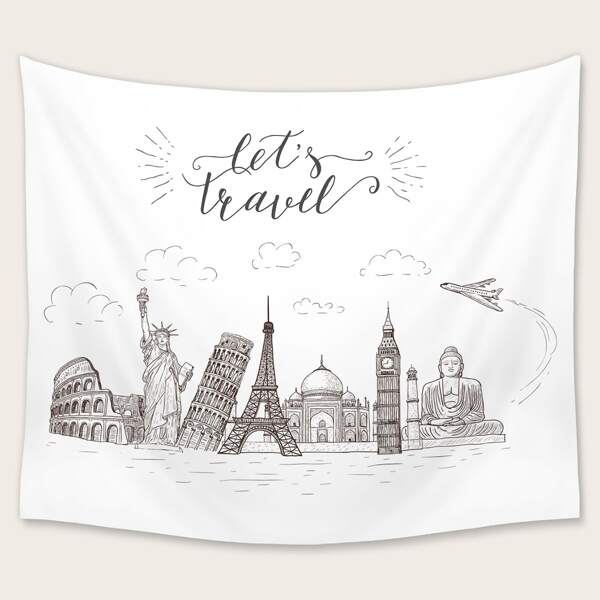 

Architecture Print Tapestry, White