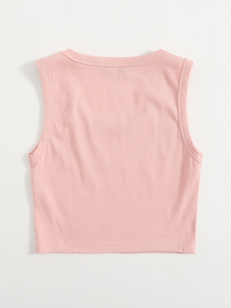 SHEIN EZwear Scoop Neck Solid Tank Top - Baby Pink - View 2