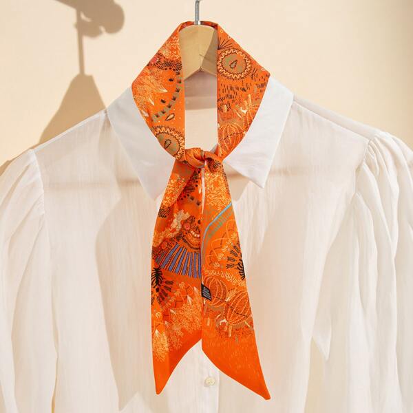 

Graphic Skinny Scarf, Orange