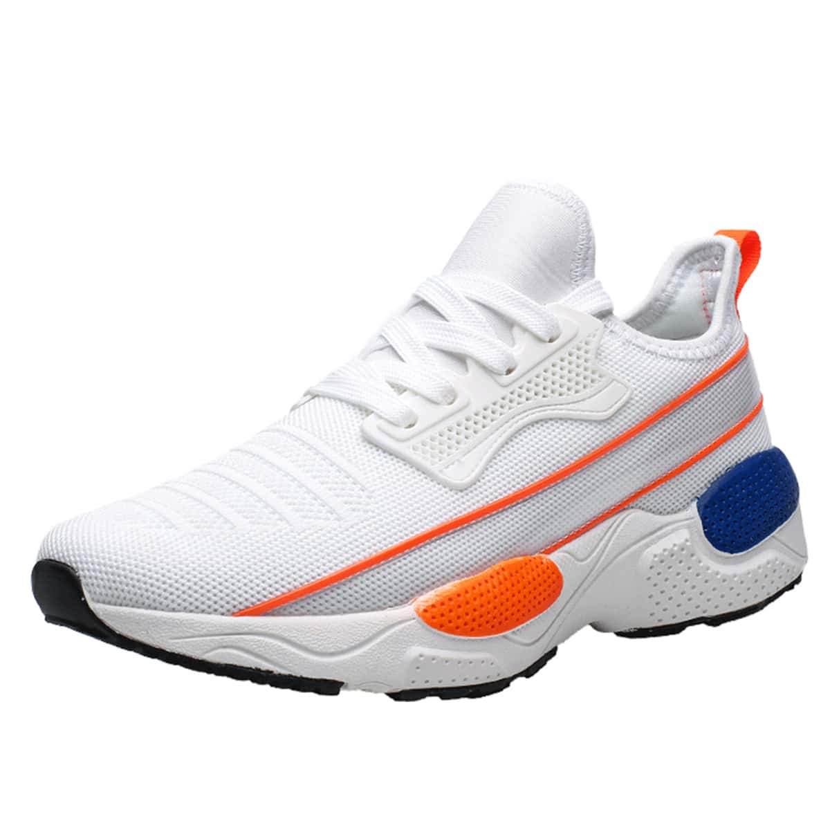 

Guys Striped Lace-up Knit Sneakers, White