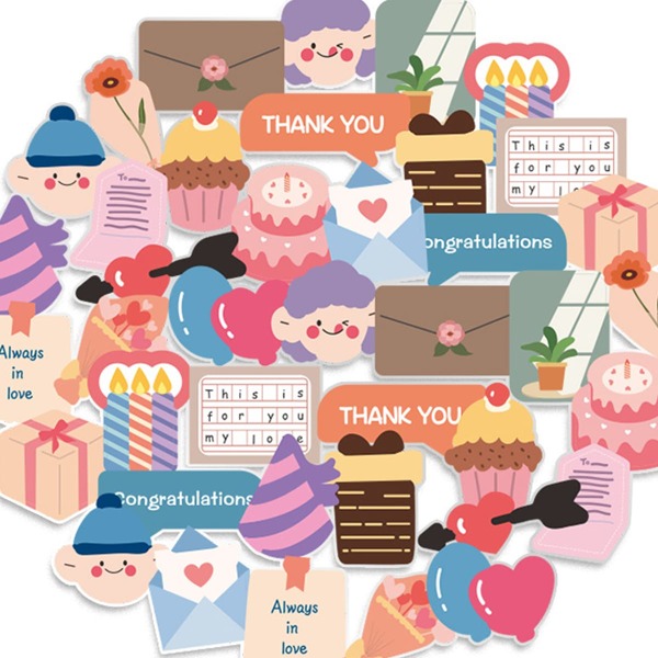 

40pcs Cartoon Graphic Sticker, Multicolor