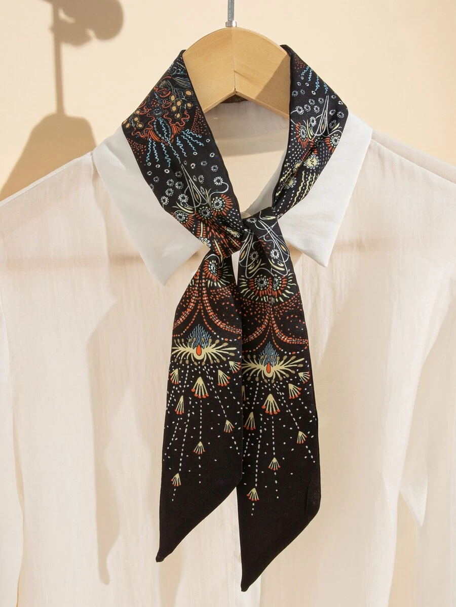 Khăn mỏng họa tiết - màu đen - Xem 1