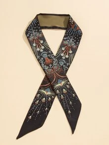 Khăn mỏng họa tiết - màu đen - Xem 2