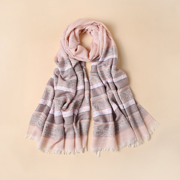 

Raw Hem Graphic Scarf, Pink